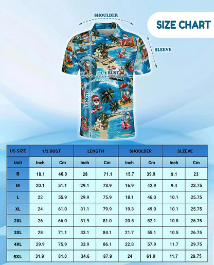 Surfing Santa 3D Polo Shirt for Men, Tropical Christmas Beach Style | Azhawaiian