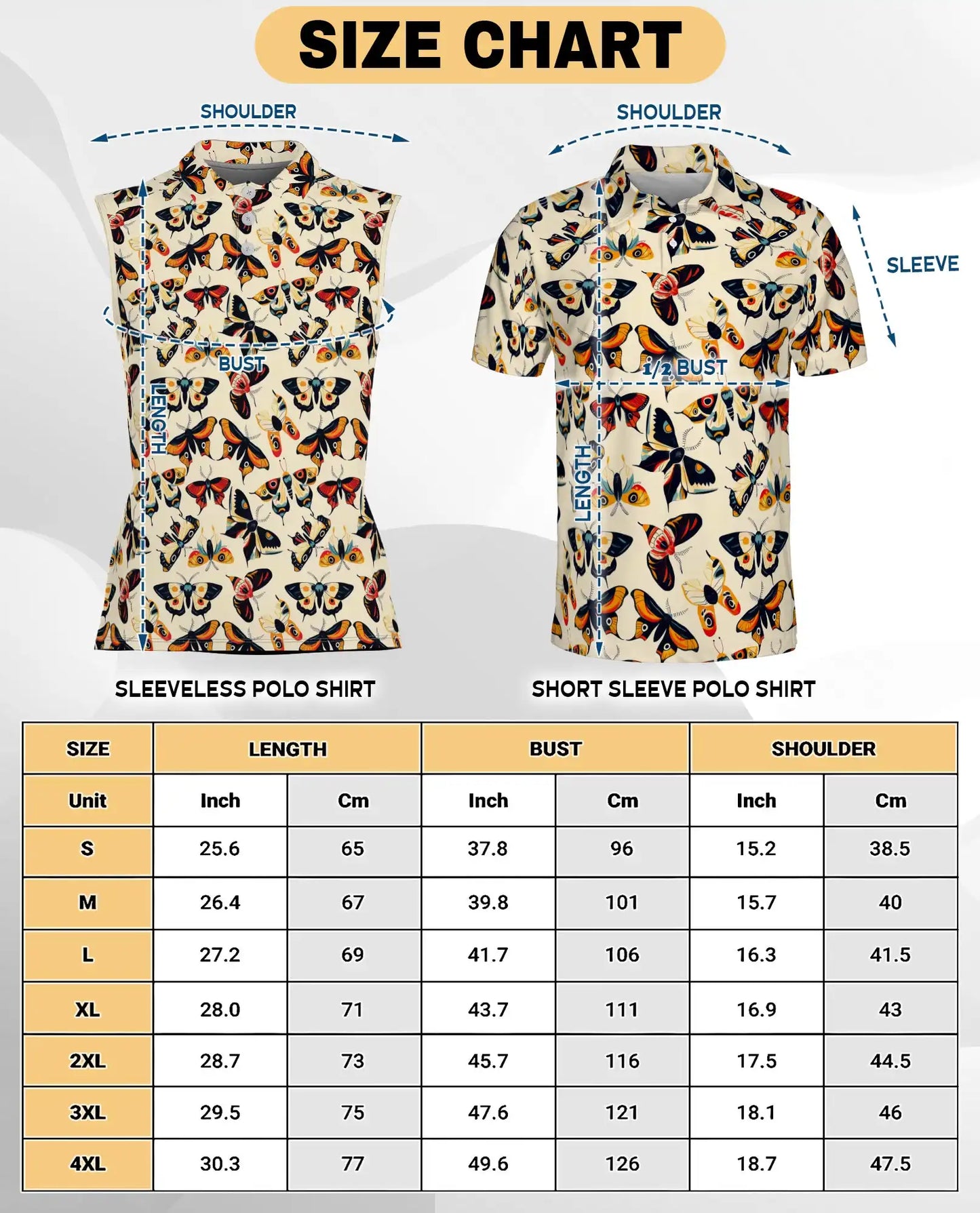 Vintage Butterfly Sleeveless Polo Shirt for Women, Retro Nature Style | Azhawaiian