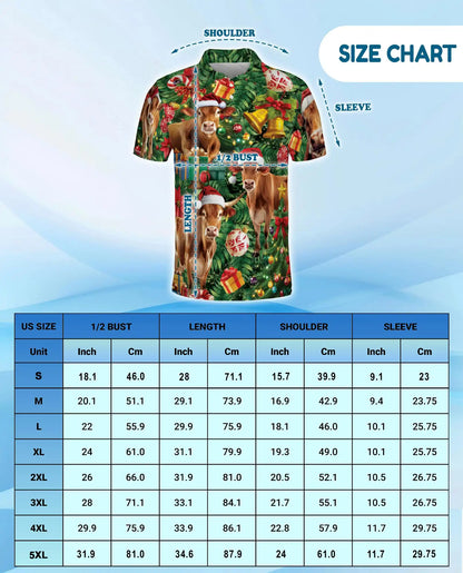 Christmas Cow Farm 3D Polo Shirt for Men, Funny Holiday Ranch Style | Azhawaiian