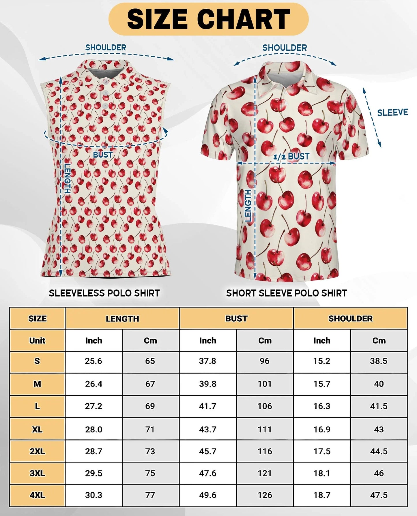 Cherry Pattern Sleeveless Polo Shirt for Women | Azhawaiian