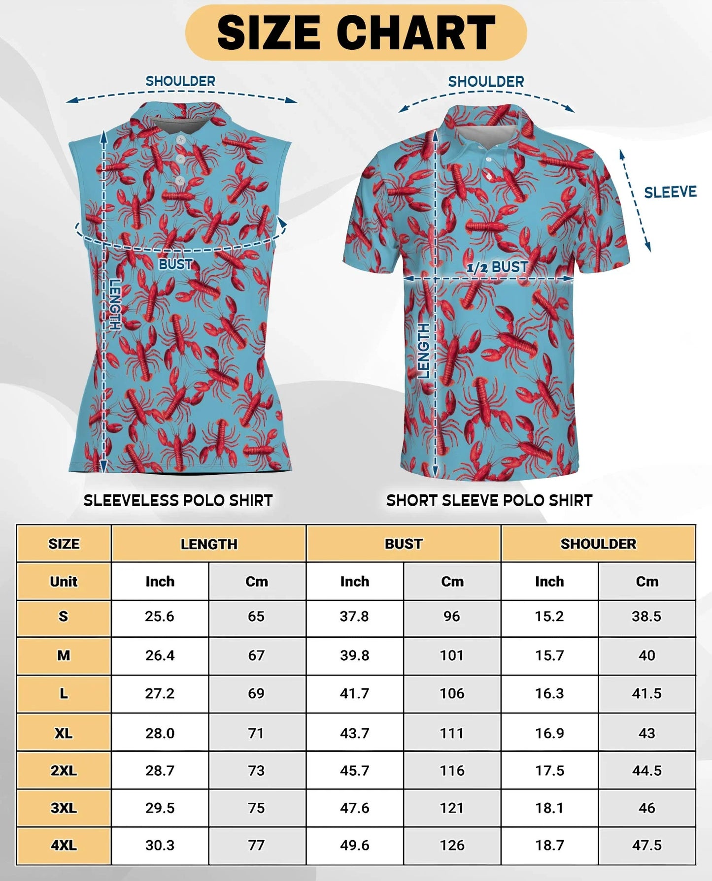 Lobster Red Pattern Sleeveless Polo Shirt for Women | Azhawaiian