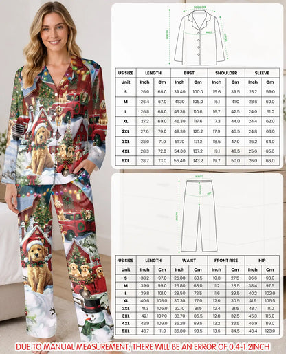 Christmas Dog Pajama Set for Women, Puppy Holiday Sleepwear with Winter Design