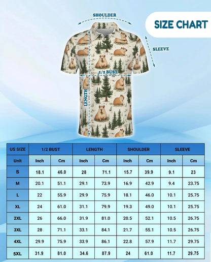 Capybara Forest Polo Shirt for Men-Cute Woodland Animal Nature | Azhawaiian