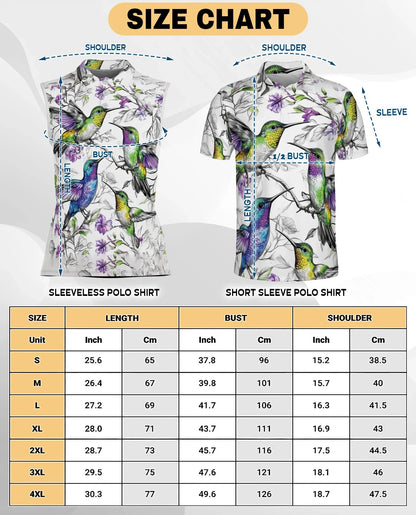 Vintage Hummingbirds Sleeveless Polo Shirt for Women | Azhawaiian