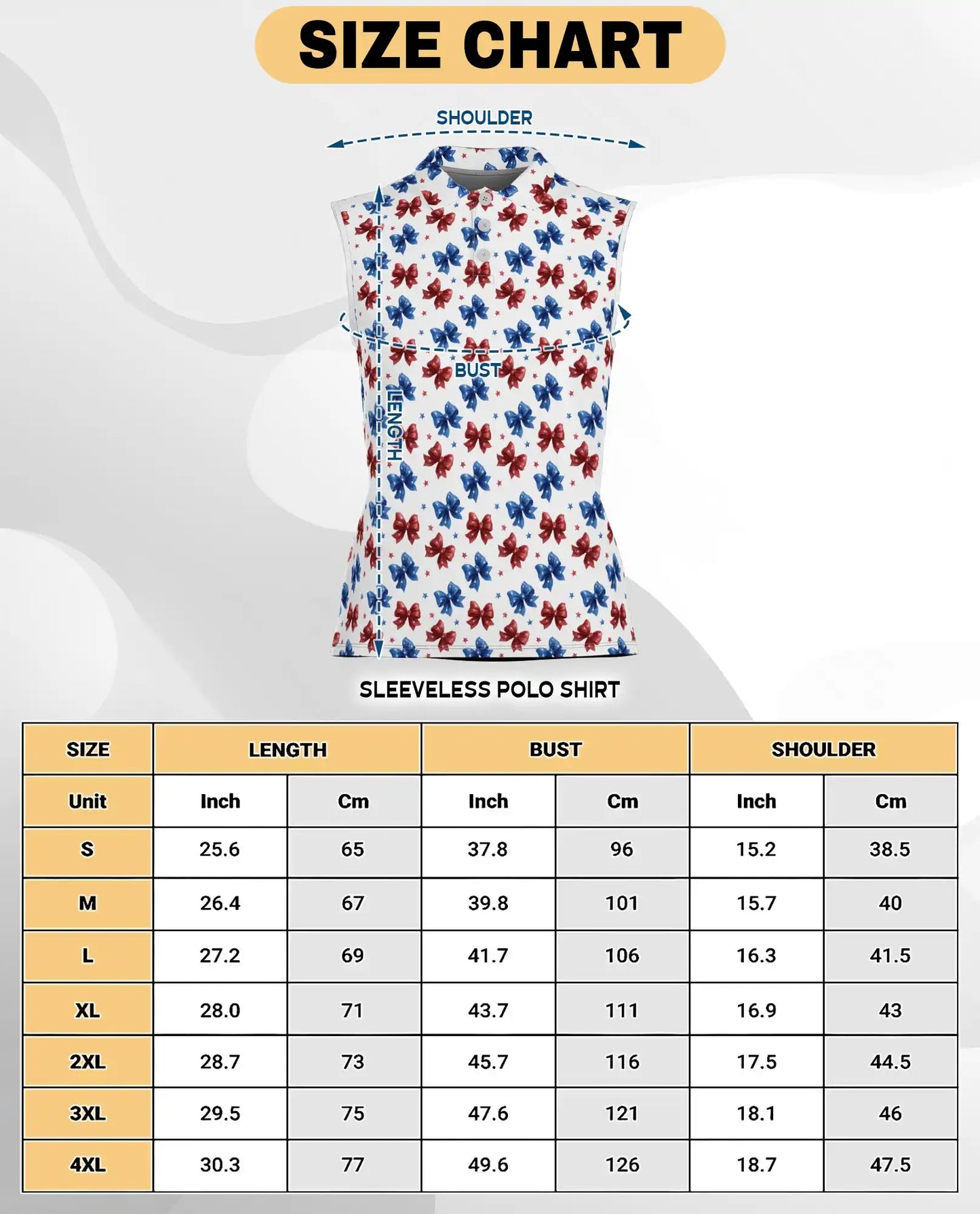 Patriotic Bow Print Sleeveless Polo Shirt for Women | Azhawaiian