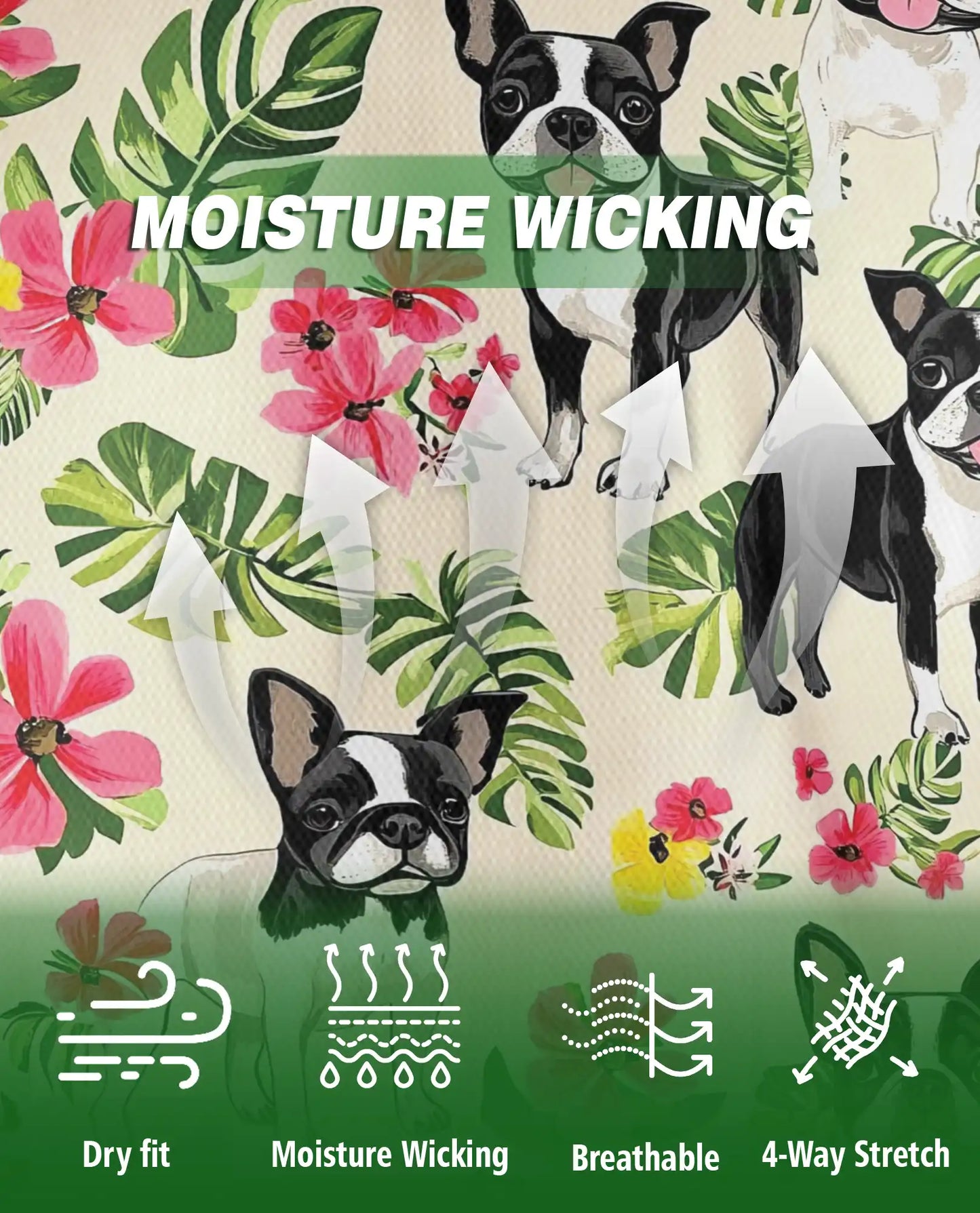 Boston Terrier Tropical Polo Shirt, Floral Dog Print | Azhawaiian