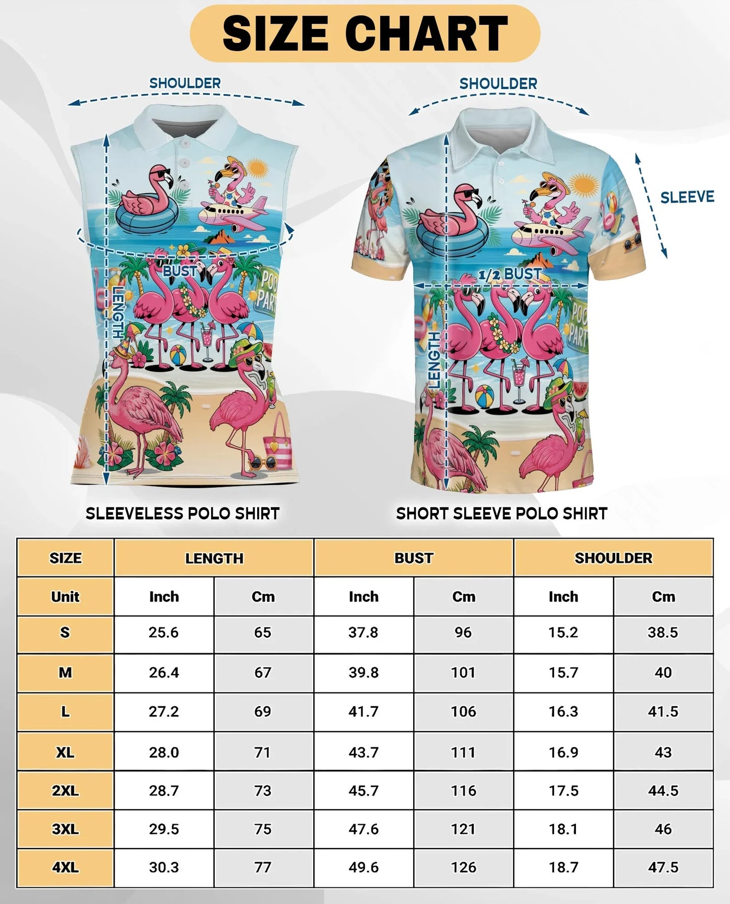 Flamingo Cocktails Beach Sleeveless Polo Shirt for Women, Tropical Summer Style | Azhawaiian