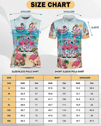 Flamingo Cocktails Beach Sleeveless Polo Shirt for Women, Tropical Summer Style | Azhawaiian