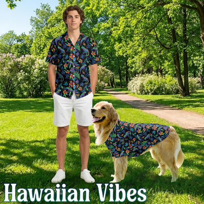 Colorful Gecko Matching Dog Owner Hawaiian Shirts, Funny Pet Aloha Shirt for Beach Vacation - Azhawaiian