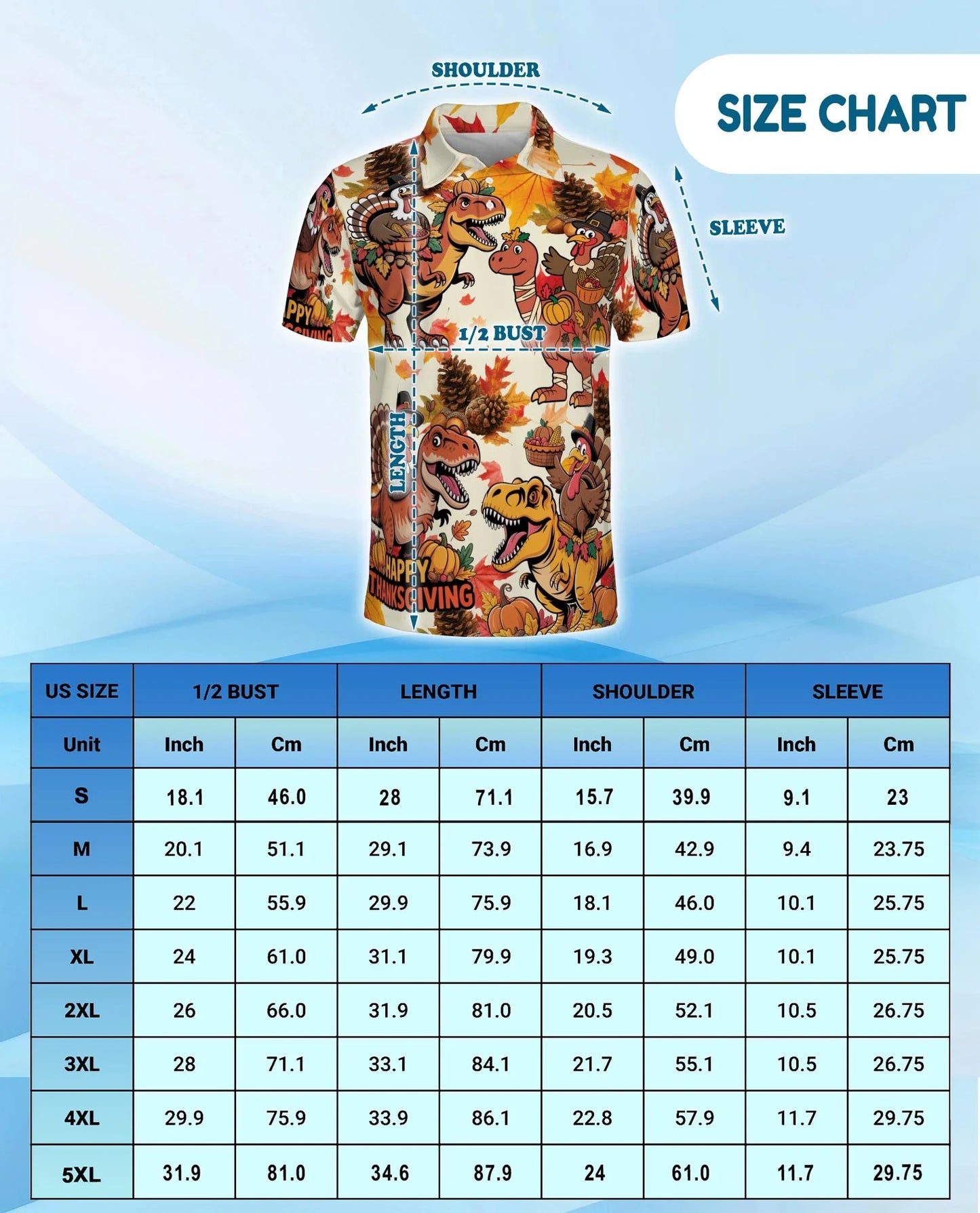 Thanksgiving Dinosaur Turkey Polo Shirt for Men, Funny Holiday Style | Azhawaiian
