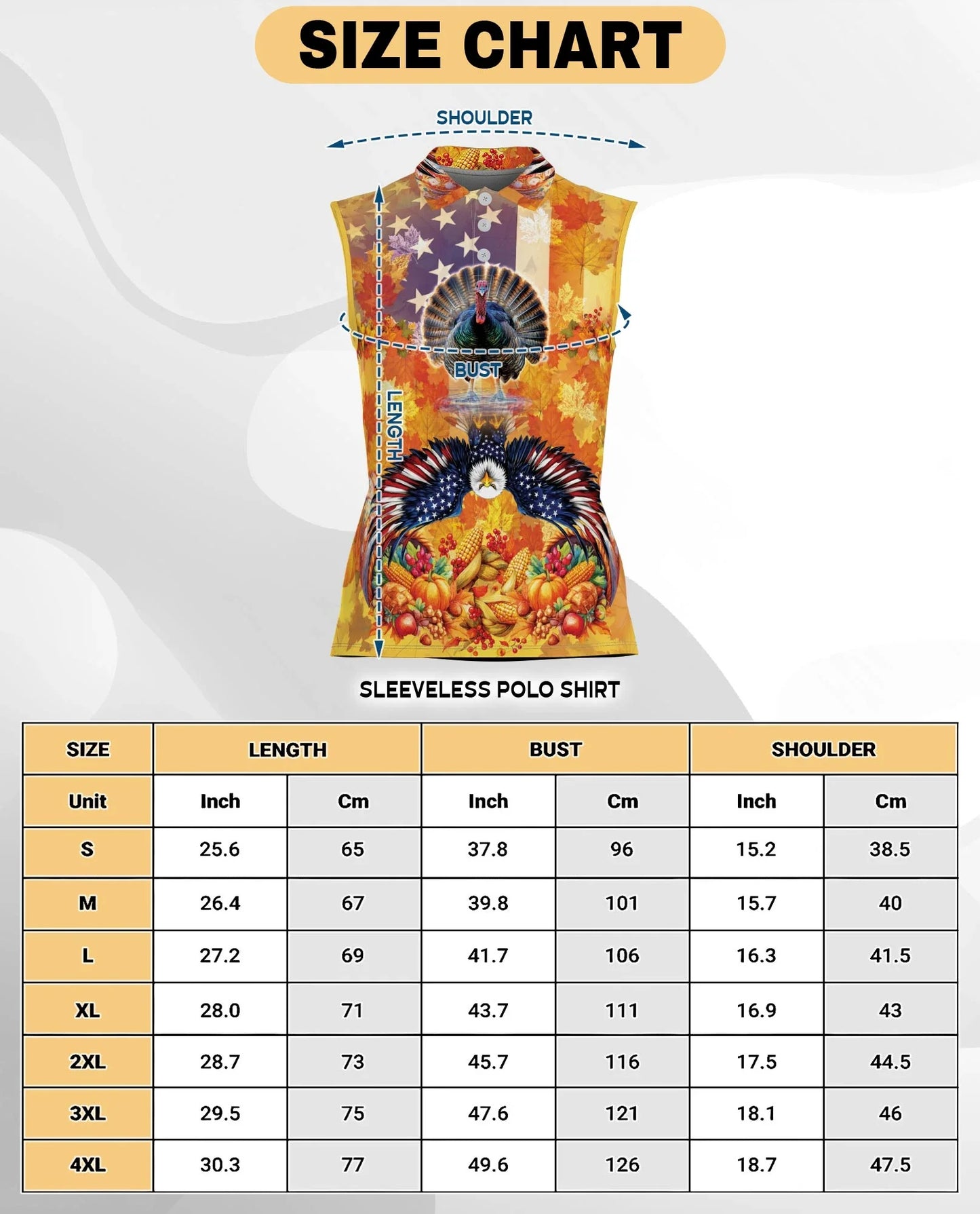 Turkey and Eagle Thanksgiving Sleeveless Polo Shirt for Women | Azhawaiian