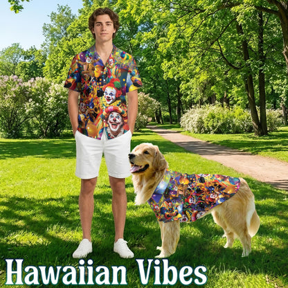 Funny  Clown Matching Dog Owner Hawaiian Shirts, Funny Pet Aloha Shirt for Beach Vacation - Azhawaiian