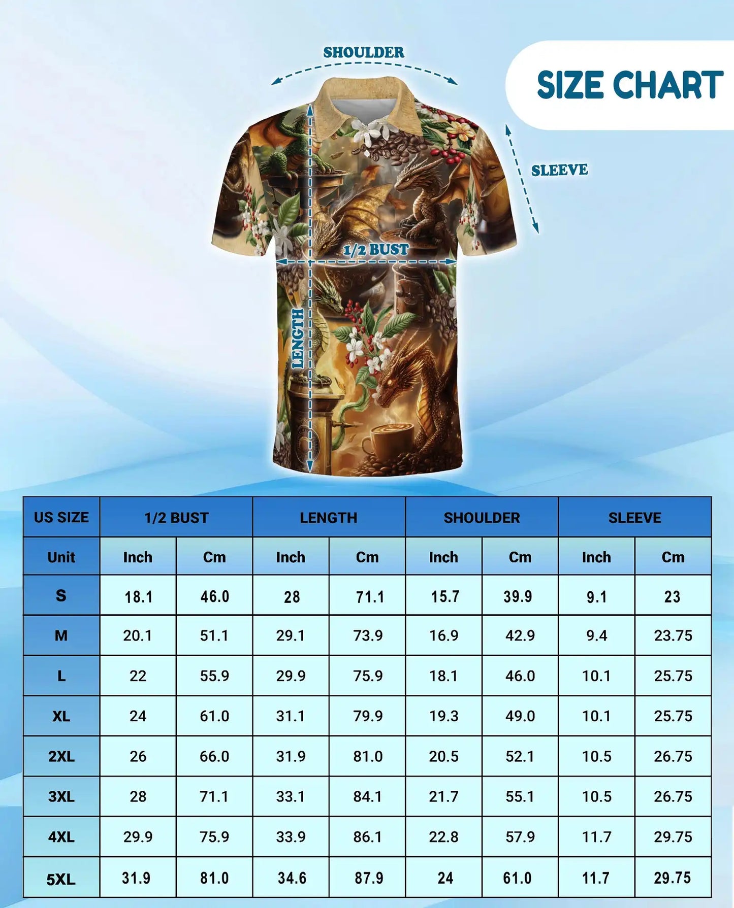 Coffee Dragon Polo Shirt for Men - Fantasy Coffee Lover | Azhawaiian
