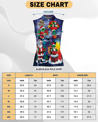 Alien Santas Christmas in the Galaxy Sleeveless Polo Shirt for Women | Azhawaiian