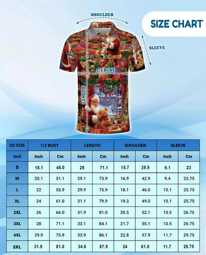 Santa Workshop Polo Shirt, Cozy Christmas Toy Print | Azhawaiian