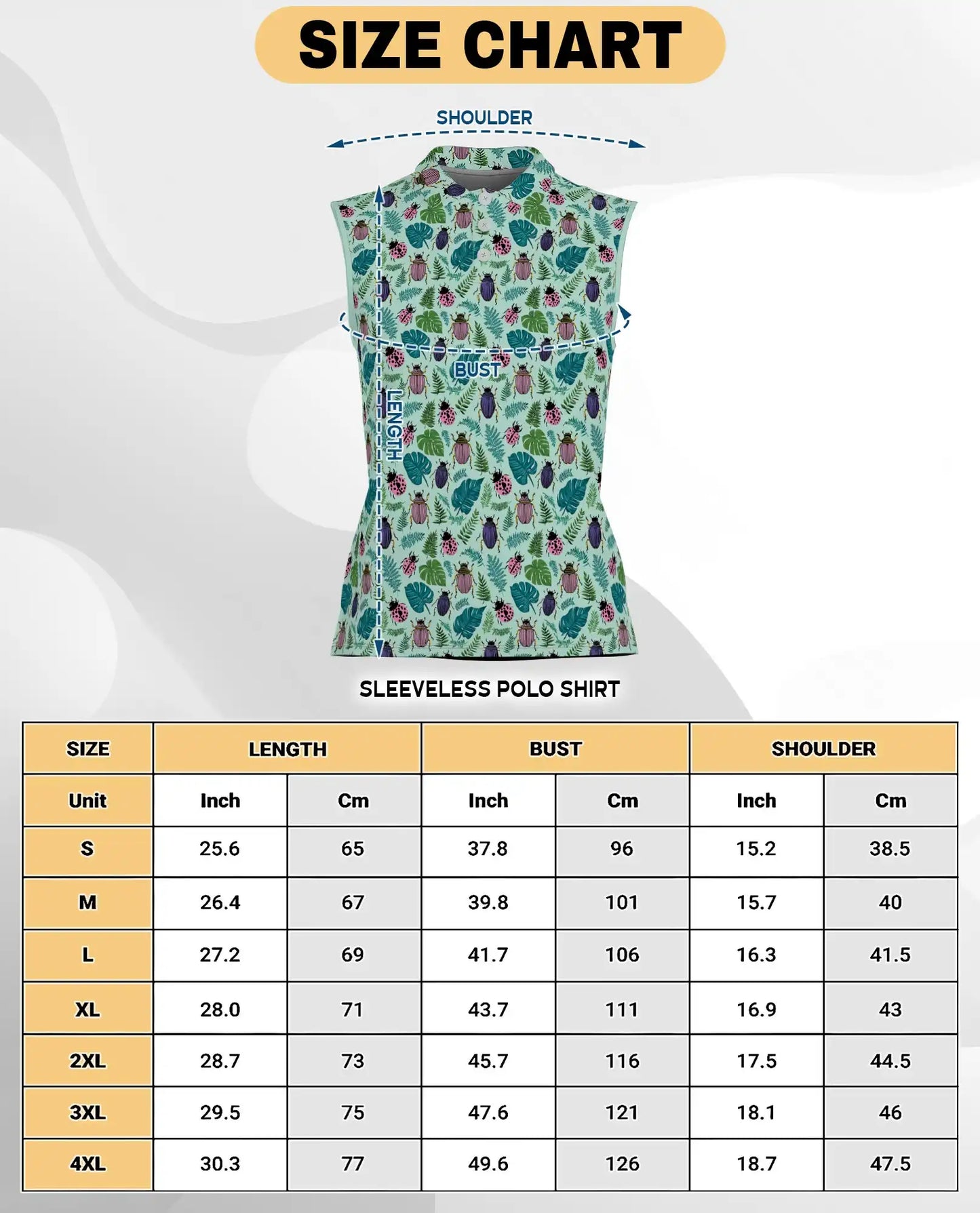 Beetle And Tropical Leaf Sleeveless Polo Shirt for Women  | Azhawaiian