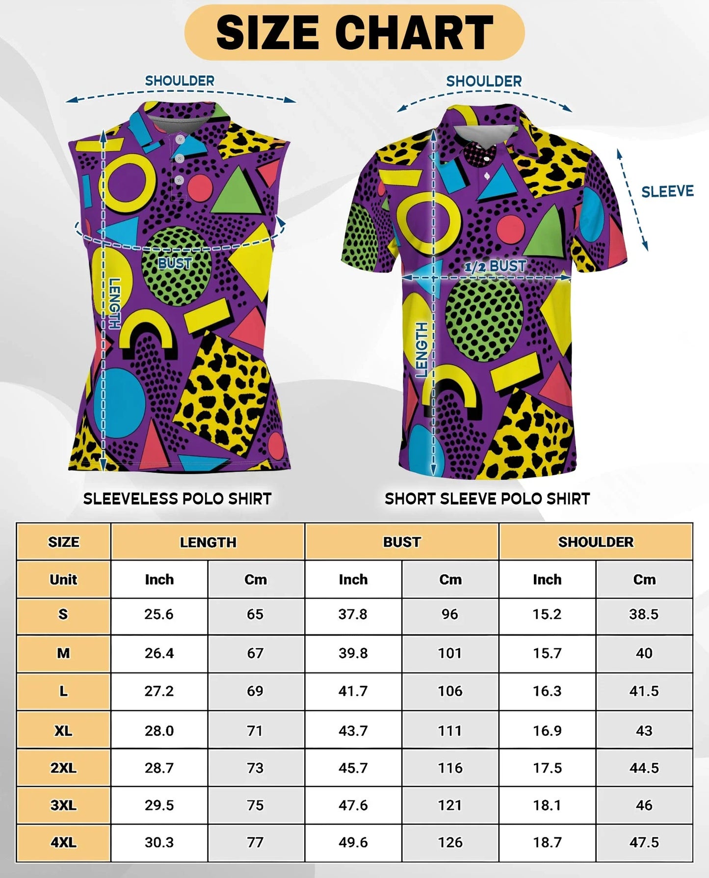 Retro Abstract Shapes Pattern Sleeveless Polo Shirt for Women | Azhawaiian