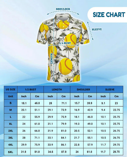 Softball Polo Shirt for Men-Tropical Palm Tree Summer Shirt | Azhawaiian