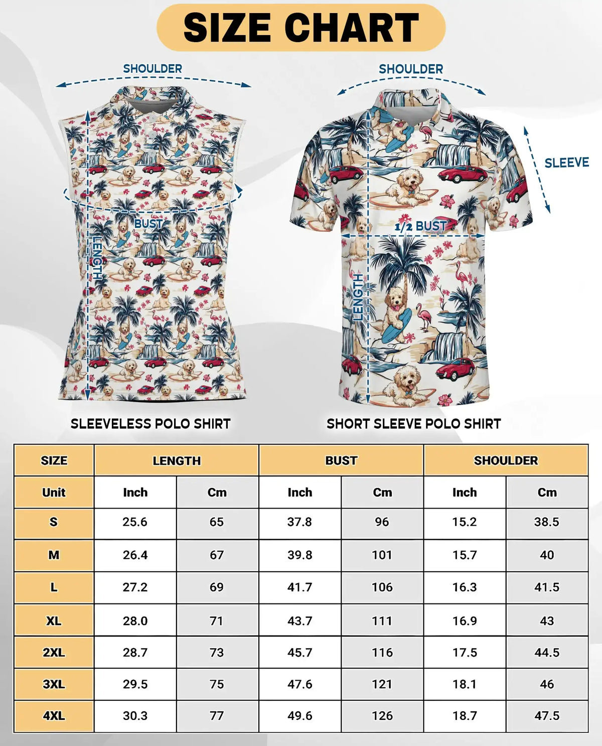 Tropical Dog Sleeveless Polo Shirt for Women, Cute Pet Summer Style