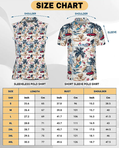 Tropical Dog Sleeveless Polo Shirt for Women, Cute Pet Summer Style