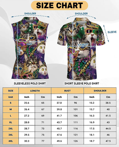 Cats Mardi Gras Carnival Sleeveless Polo Shirt for Women