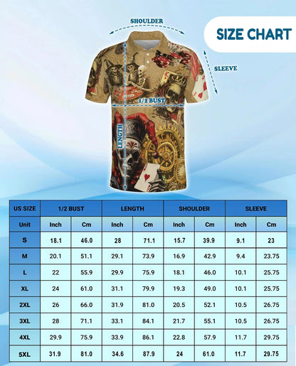 Skeleton Poker Polo Shirt - Vintage Gambling Skull Card Player Design | Azhawaiian