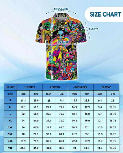 Alien Galaxy 3D Polo Shirt for Men, Psychedelic Alien Print | Azhawaiian