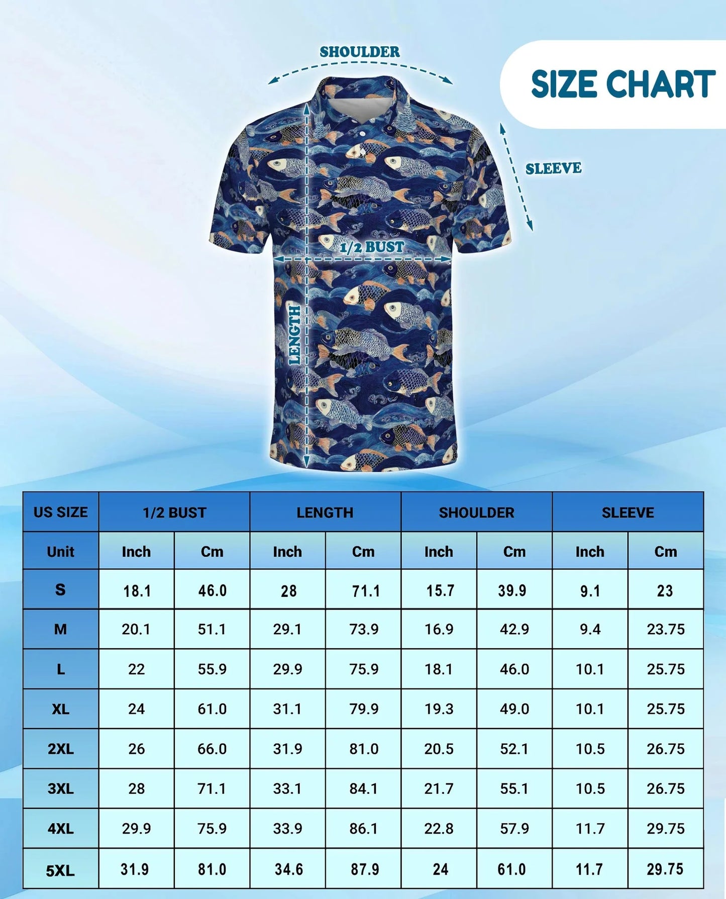 Japanese Koi Fish Pattern Polo Shirt for Men, Traditional Asian Art | Azhawaiian