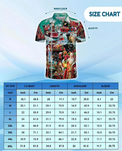 Santa Claus Express Polo Shirt for Men, Christmas Holiday Train | Azhawaiian