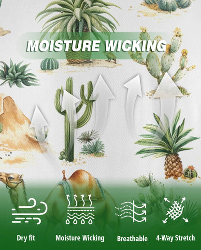 Desert Camel 3D Polo Shirt for Men, Safari Cactus Tropical Style | Azhawaiian