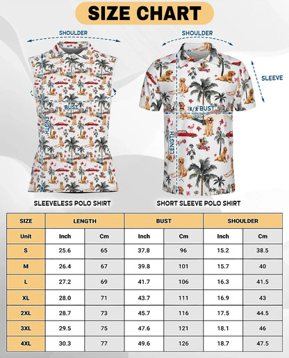 Tropical Dog and Flamingo Pattern Sleeveless Polo Shirt for Women | Azhawaiian