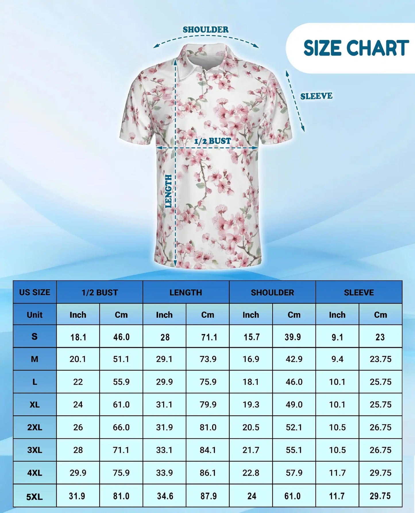 Cherry Blossom Polo Shirt for Men, Spring Floral Style | Azhawaiian