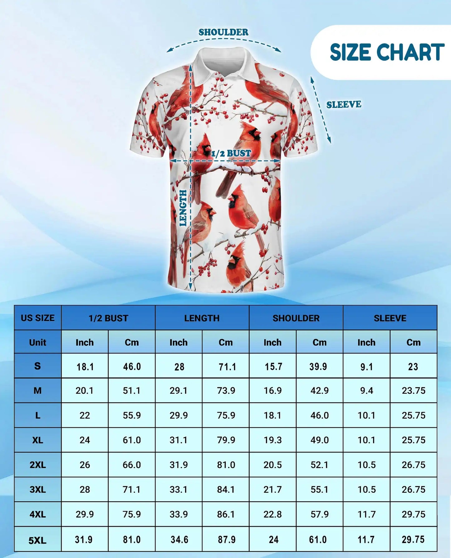 Red Cardinal Polo Shirt - Winter Songbird Nature Style | Azhawaiian