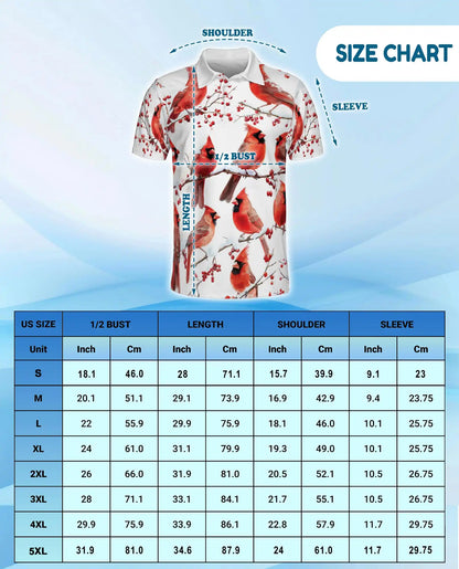 Red Cardinal Polo Shirt - Winter Songbird Nature Style | Azhawaiian