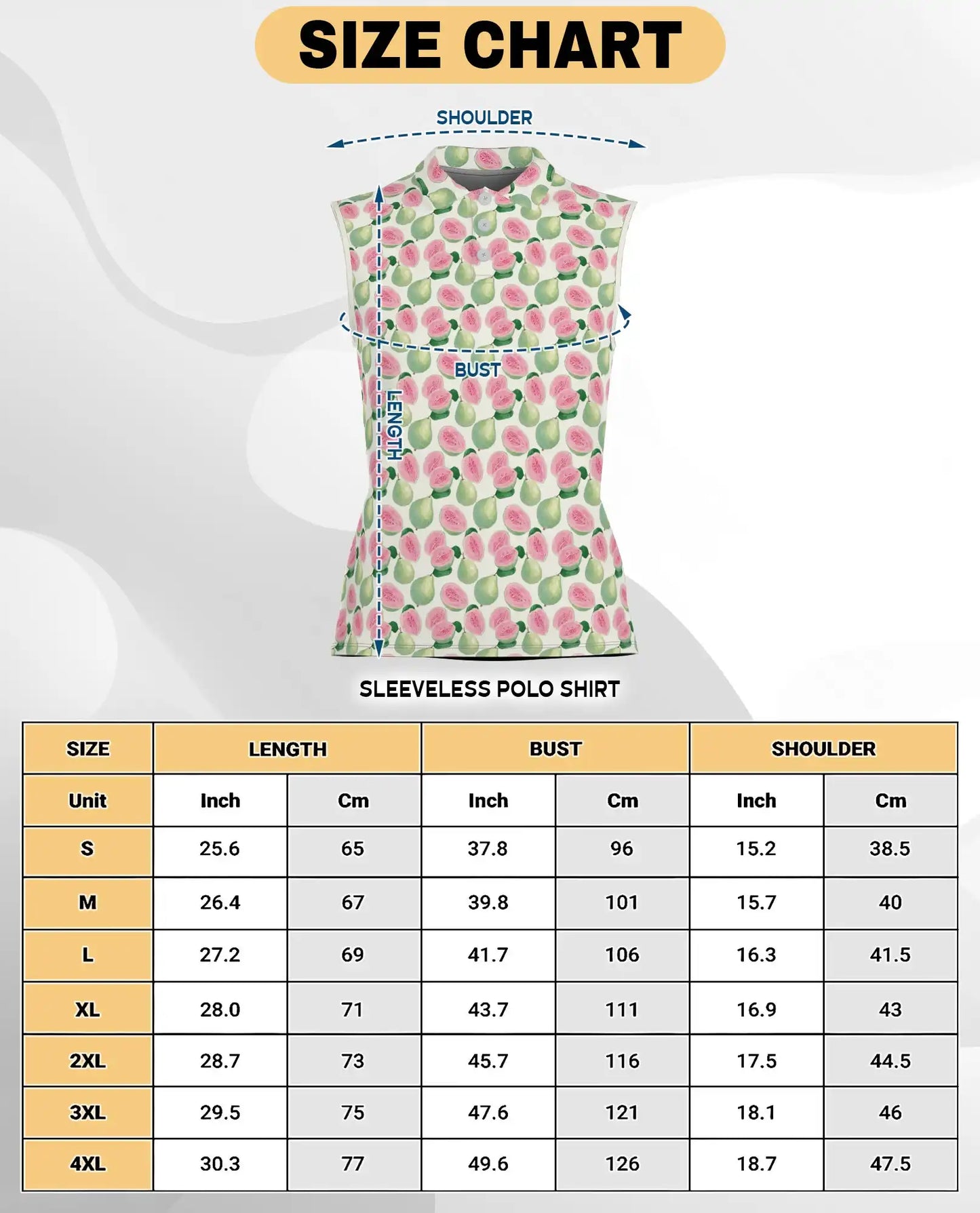 Guava Pattern Sleeveless Polo Shirt for Women | Azhawaiian