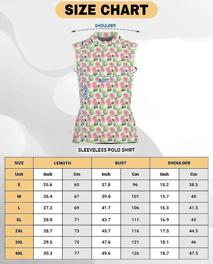 Guava Pattern Sleeveless Polo Shirt for Women | Azhawaiian