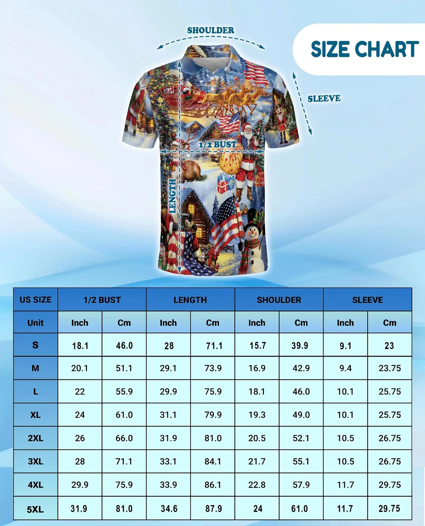 Patriotic Christmas Santa 3D Polo Shirt for Men, USA Holiday Winter Style | Azhawaiian