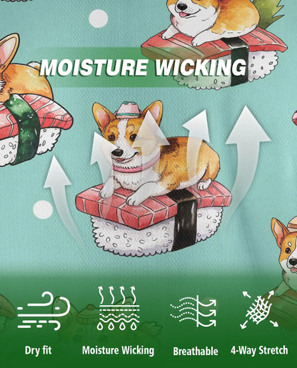 Corgi Sushi 3D Polo Shirt for Men, Funny Japanese Food Dog Style | Azhawaiian