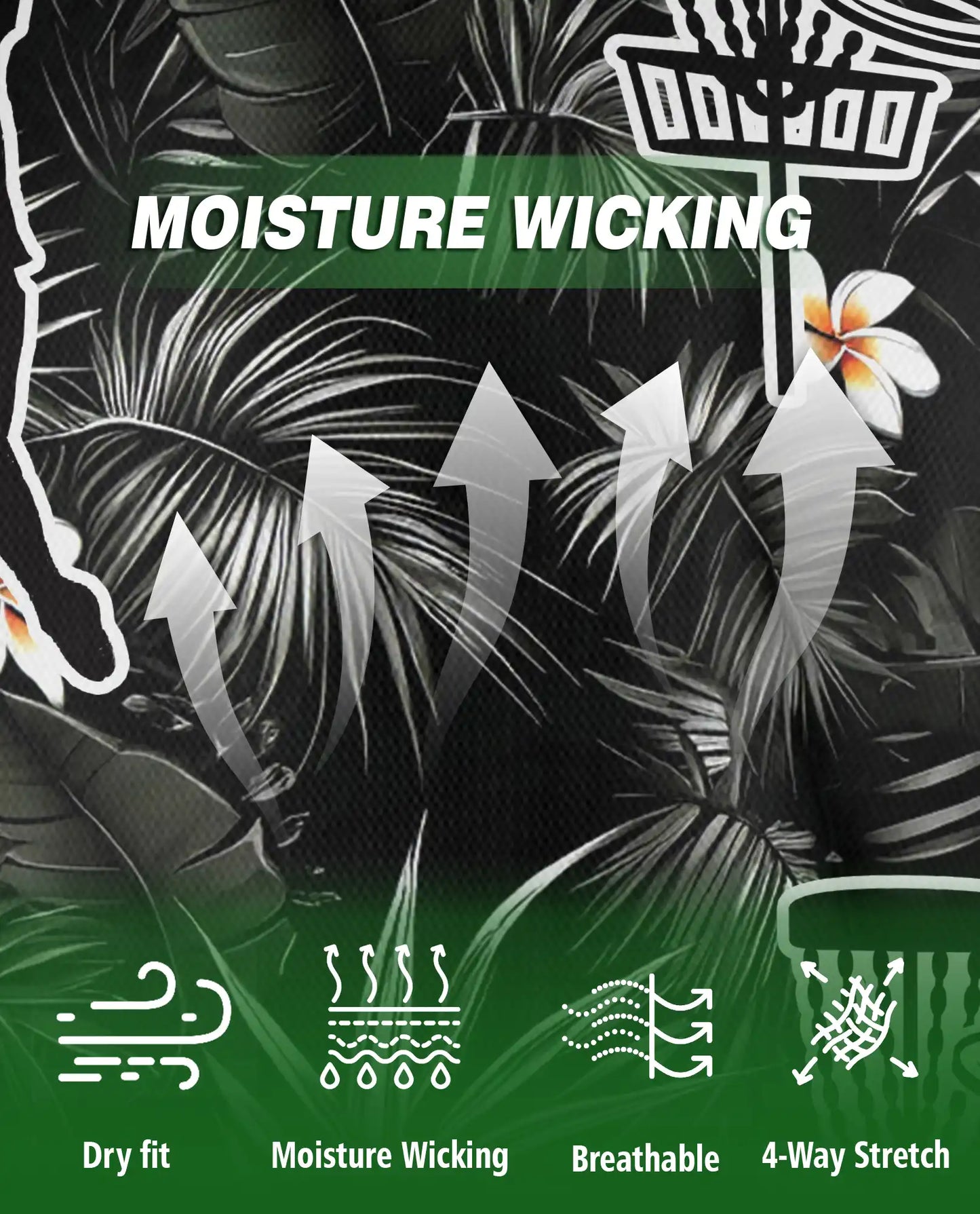 Disc Golf Tropical 3D Polo Shirt for Men, Black Floral Sports Style | Azhawaiian