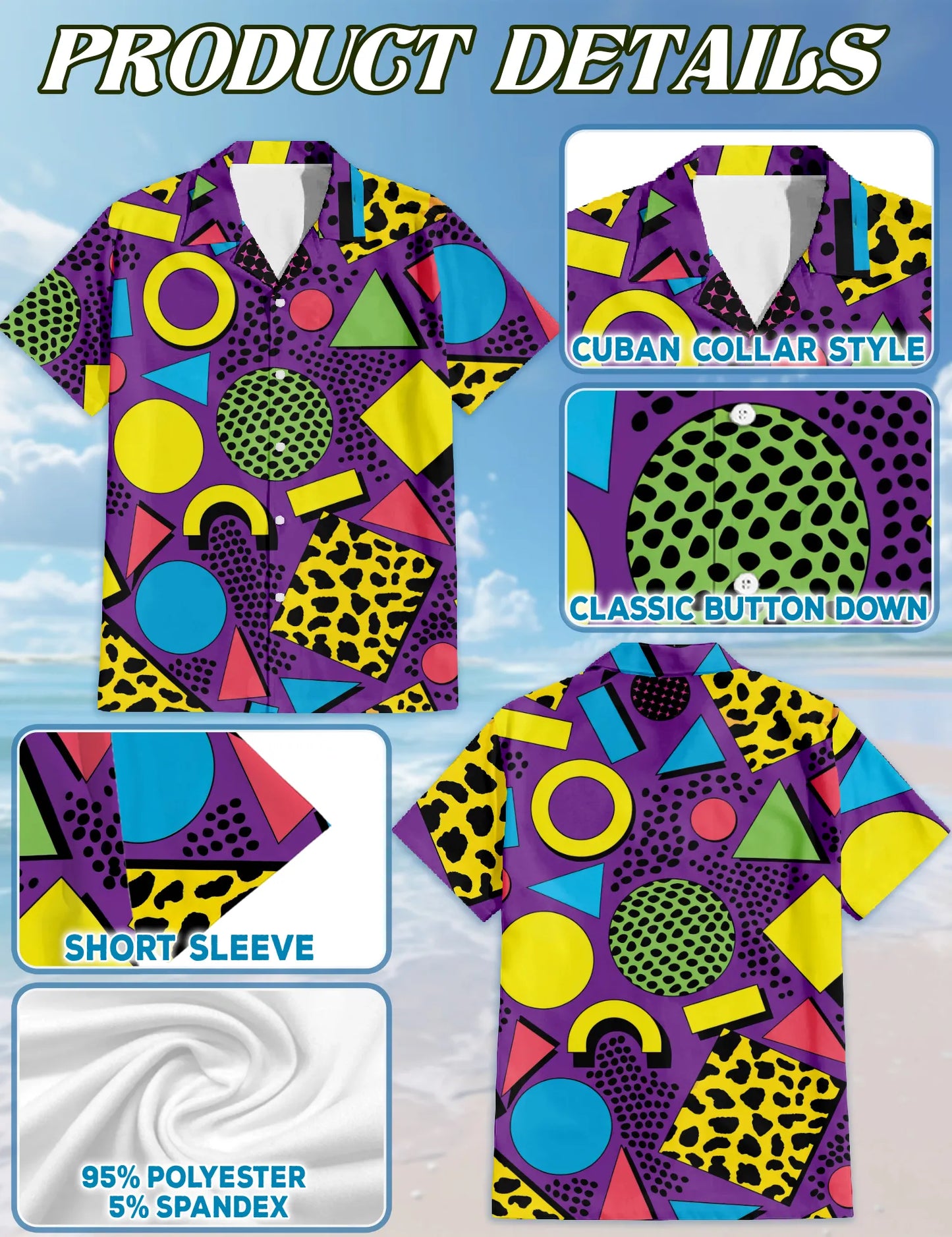 Colorful Geometric Summer Beach Matching Dog Owner Hawaiian Shirts, Pet Aloha Shirt - Azhawaiian