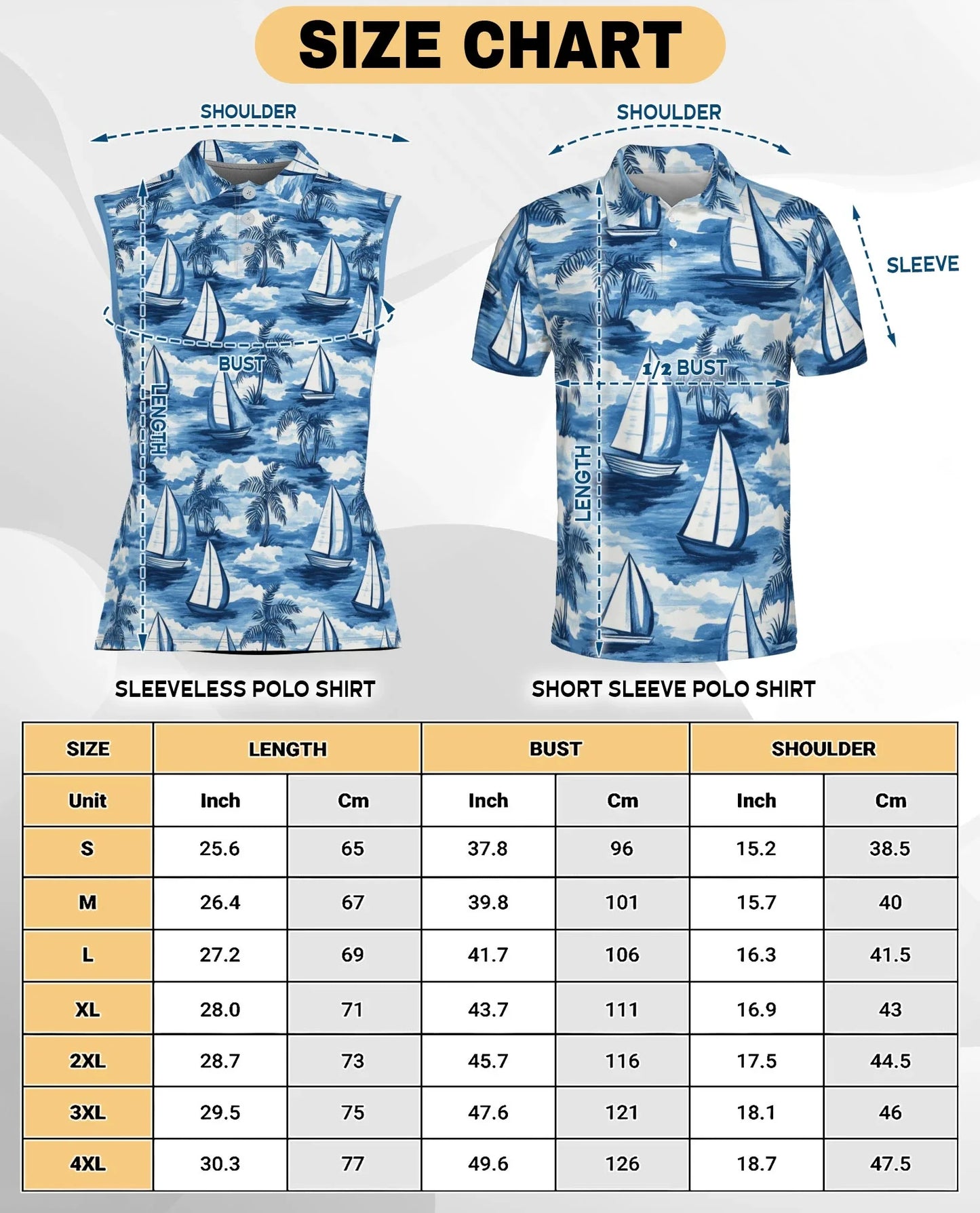 Sailboat Pattern Sleeveless Polo Shirt for Women | Azhawaiian