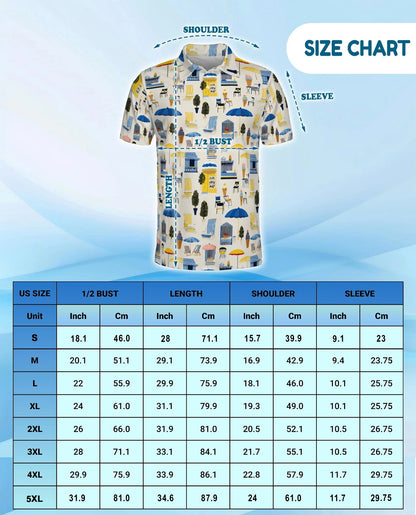Beach Elements Polo Shirt for Men, Tropical Summer Coastal Style | Azhawaiian