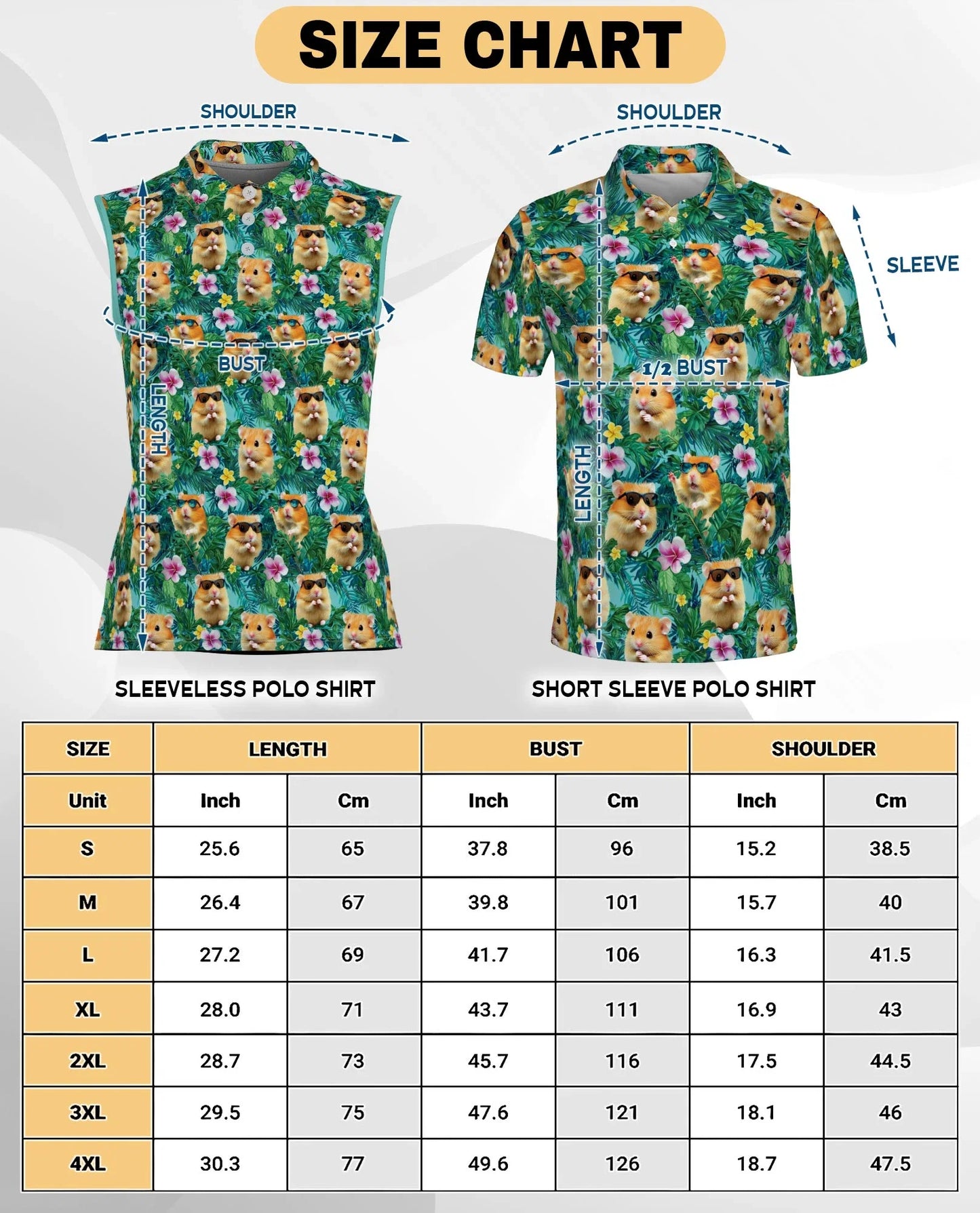 Hamster Tropical Sleeveless Polo Shirt for Women