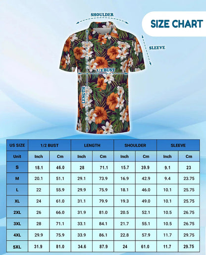 Hibiscus Lily Polo Shirt for Men, Tropical Floral Style | Azhawaiian
