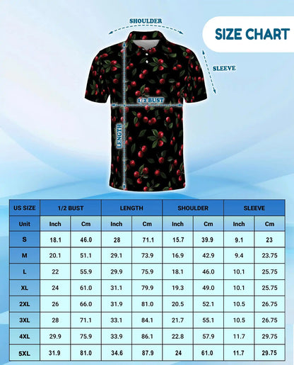 Cherry Fruit Polo Shirt for Men, Classic Fruit Style | Azhawaiian