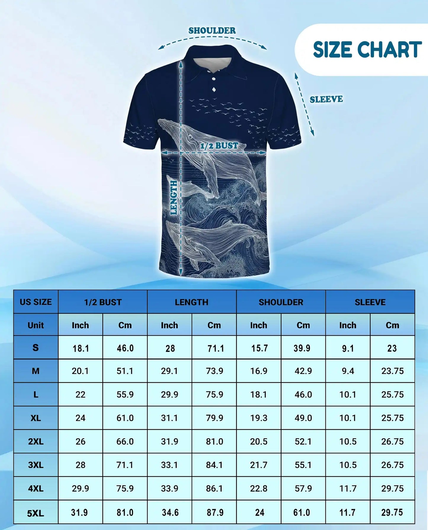 Whale Polo Shirt - Ocean Wave Marine Life Coastal Design | Azhawaiian