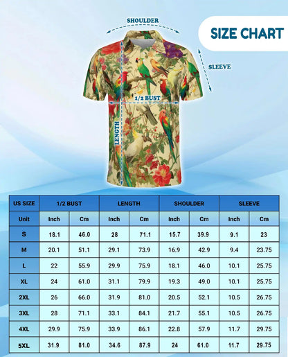 Tropical Birds Polo Shirt for Men, Colorful Parrot Print | Azhawaiian