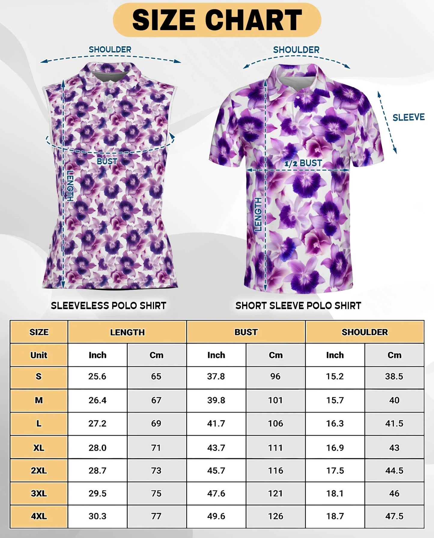 Purple Orchid Flower Sleeveless Polo Shirt for Women, Elegant Floral Style | Azhawaiian