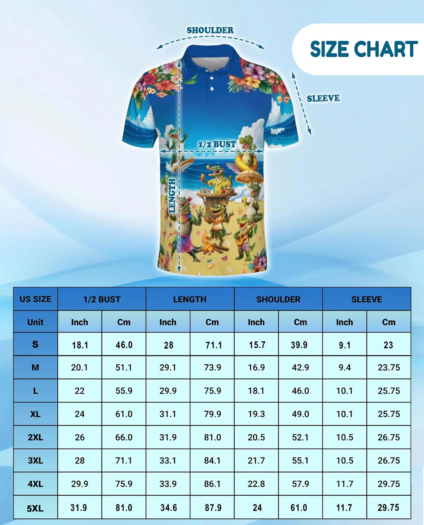 Funny Alligator Beach Hawaiian Polo Shirt | Azhawaiian
