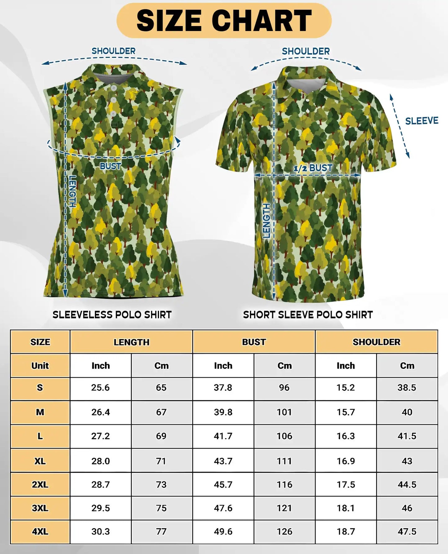 Pattern Tree Sleeveless Polo Shirt for Women, Nature Botanical Style | Azhawaiian